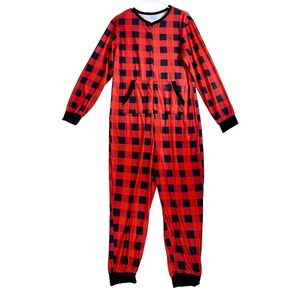 Christmas Pajamas Onesie Buffalo Plaid Large